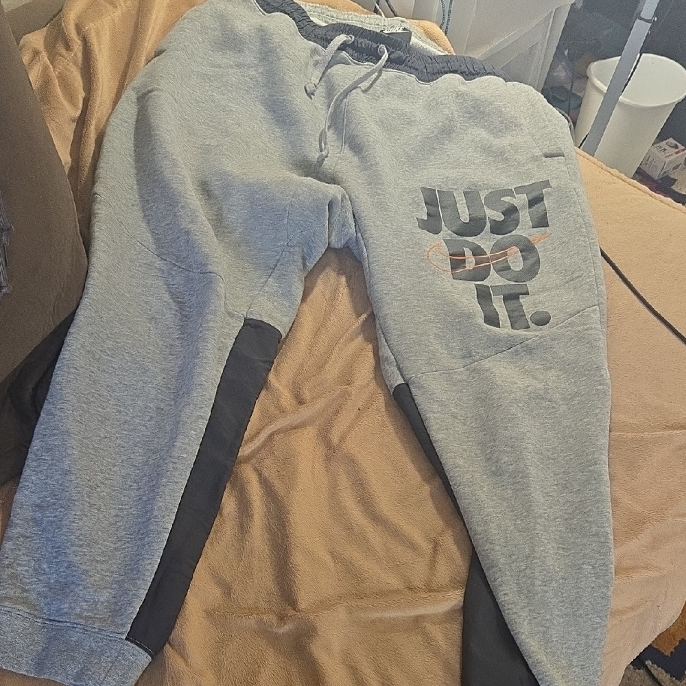 Nike Heather Gray Joggers with Black Panels